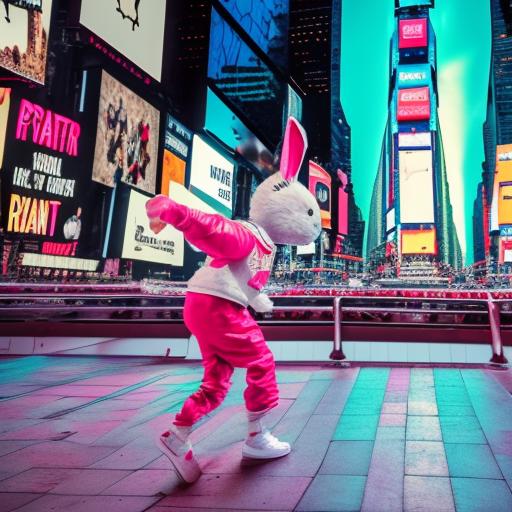 08870-719992025-Cinematic Still Shot of hip hop fashion dressed kind toy bunny in the time square , extremly realistic, 4k, photography.png